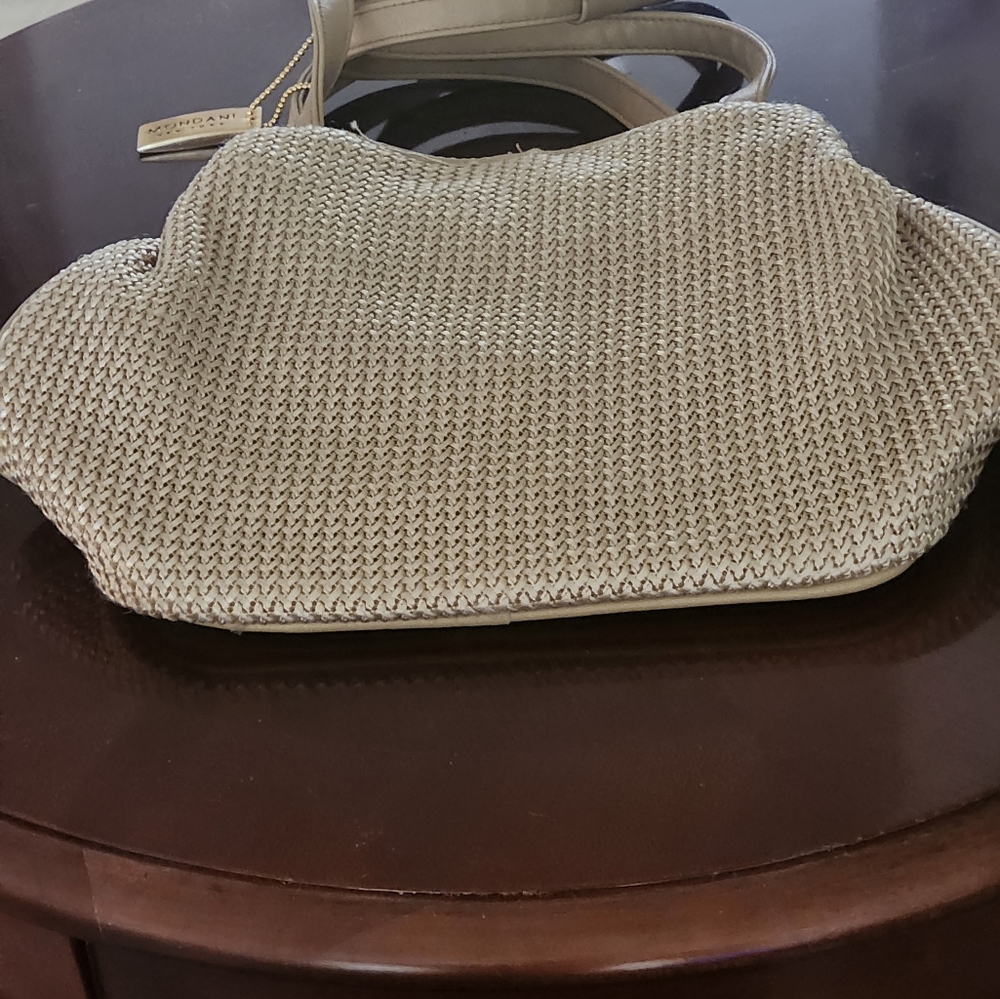 Elegant Cream Woven Handbag